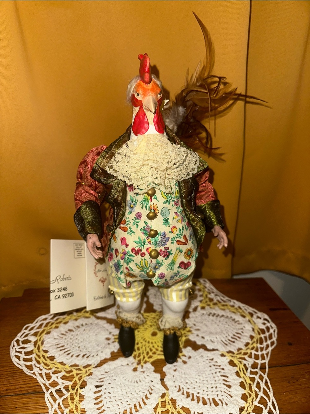 Mark Roberts Multicolor Rooster Figurine with Floral Costume